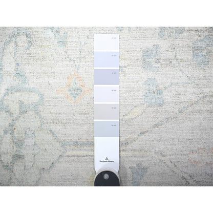 9'9"X13'8" Gray White Wash Peshawar Hand Knotted Natural Wool Rug