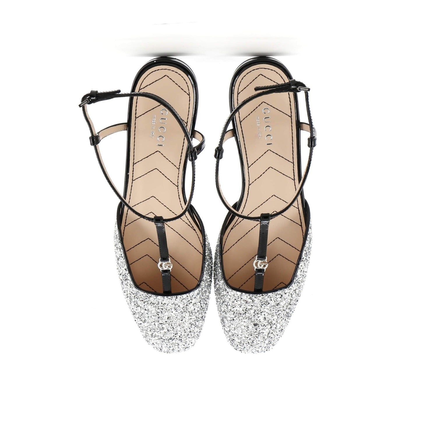 Gucci Women'S Gg Slingback Flats Glitter And Patent
