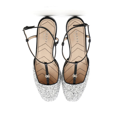 Gucci Women'S Gg Slingback Flats Glitter And Patent