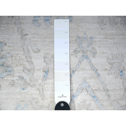 9'X11'9" Vista White Hand Knotted Pure Wool Stone Wash Peshawar Rug