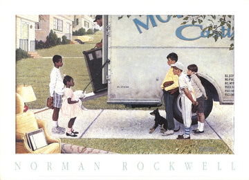 Norman Rockwell Moving In " Poster Contemporary White Children Dog T