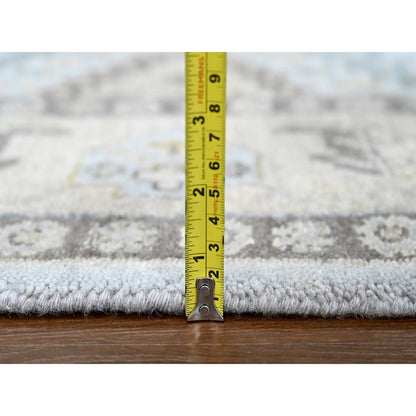 6'2"X9'1" Gray Zoroastrian Village Inspired Pure Wool Hand Knotted Rug