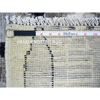 2'7"X9'9" Ivory Moroccan Berber Design Wool Hand Knotted Runner Rug