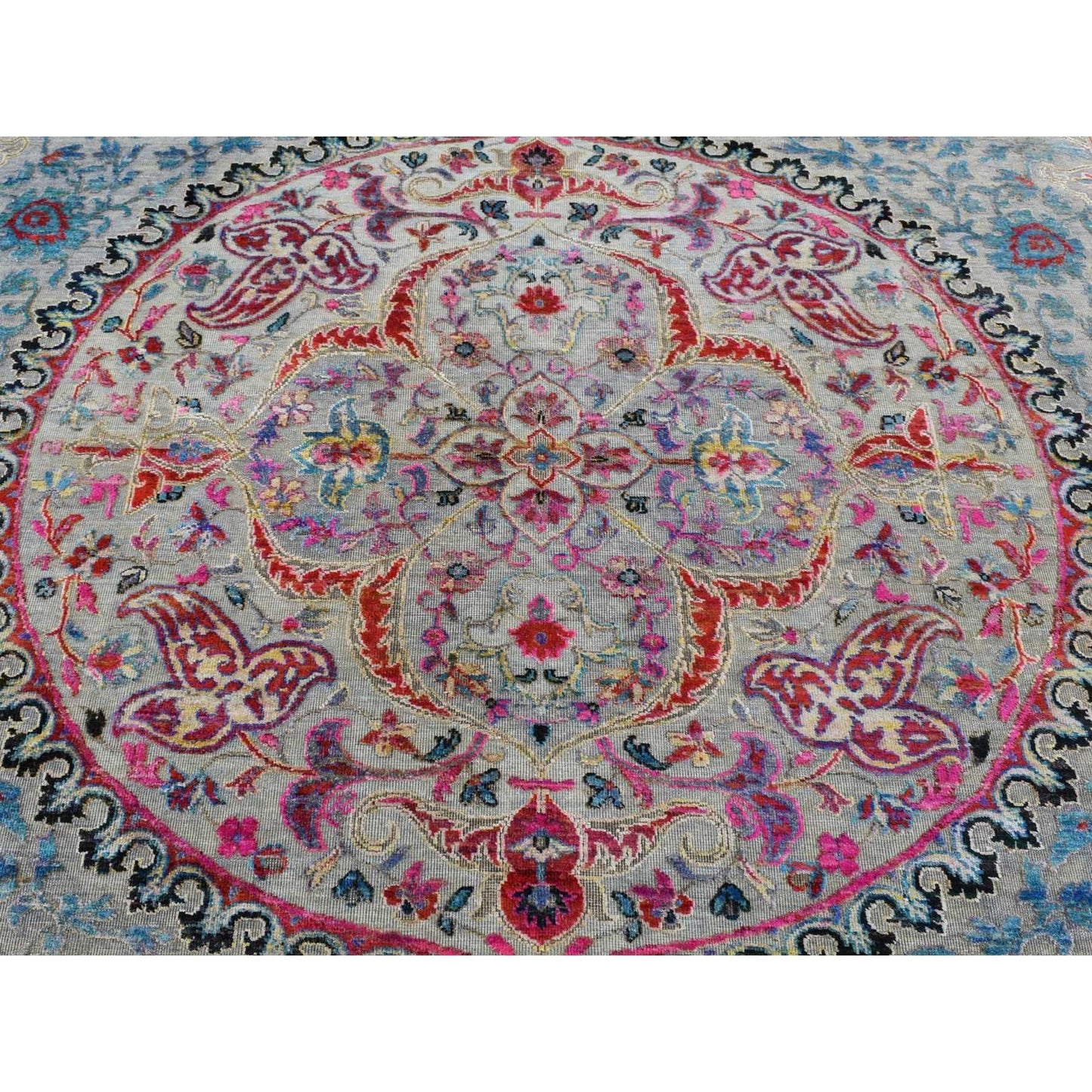 6'X9' Tan Brown Maharaja Design Sari Silk And Wool Hand Knotted Rug