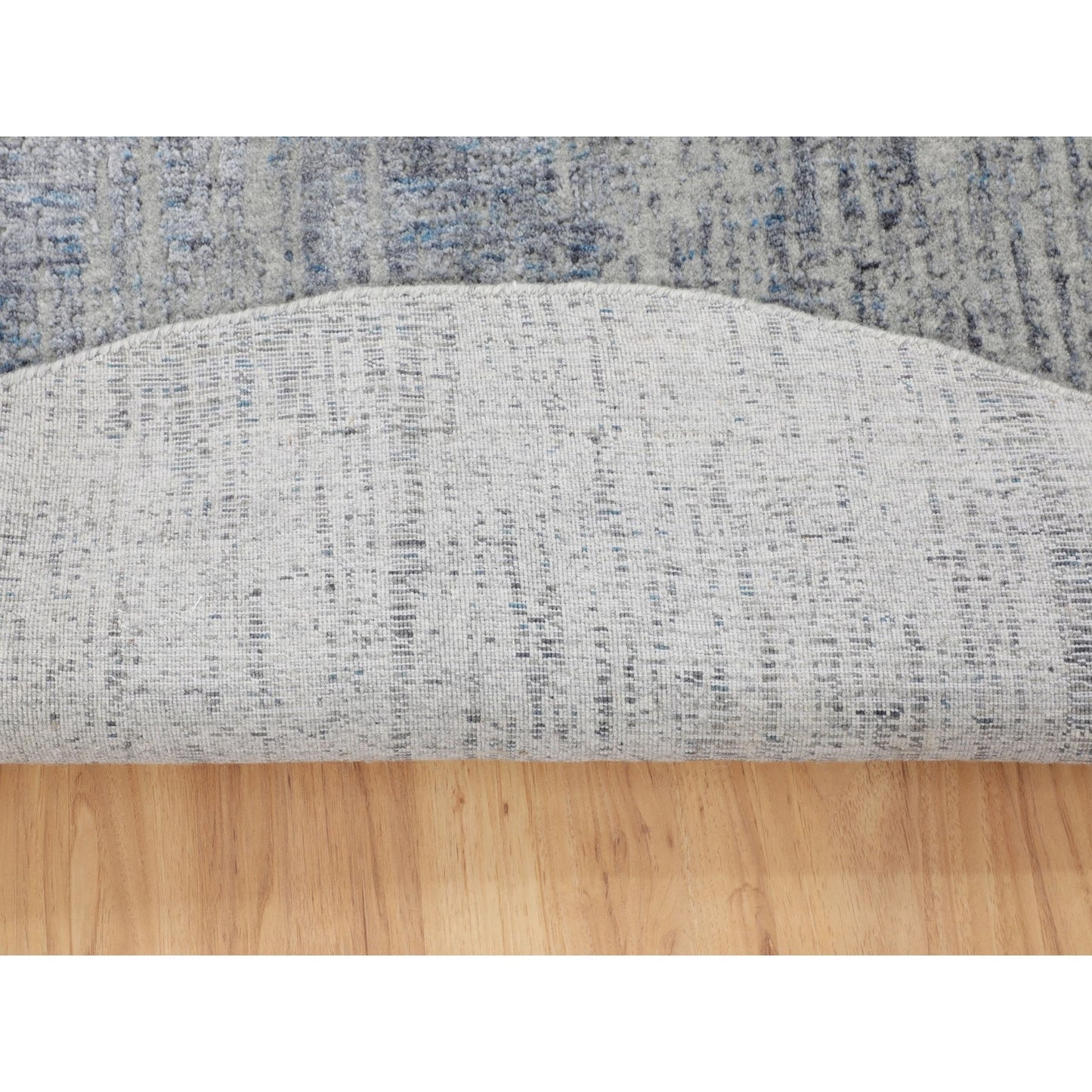 5'9"X5'9" Gray Fine Jacquard Hand Loomed Modern Round Wool & Art Silk Rug
