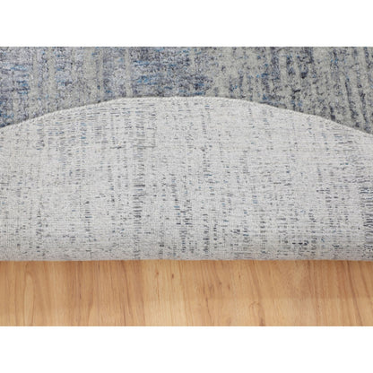 5'9"X5'9" Gray Fine Jacquard Hand Loomed Modern Round Wool & Art Silk Rug