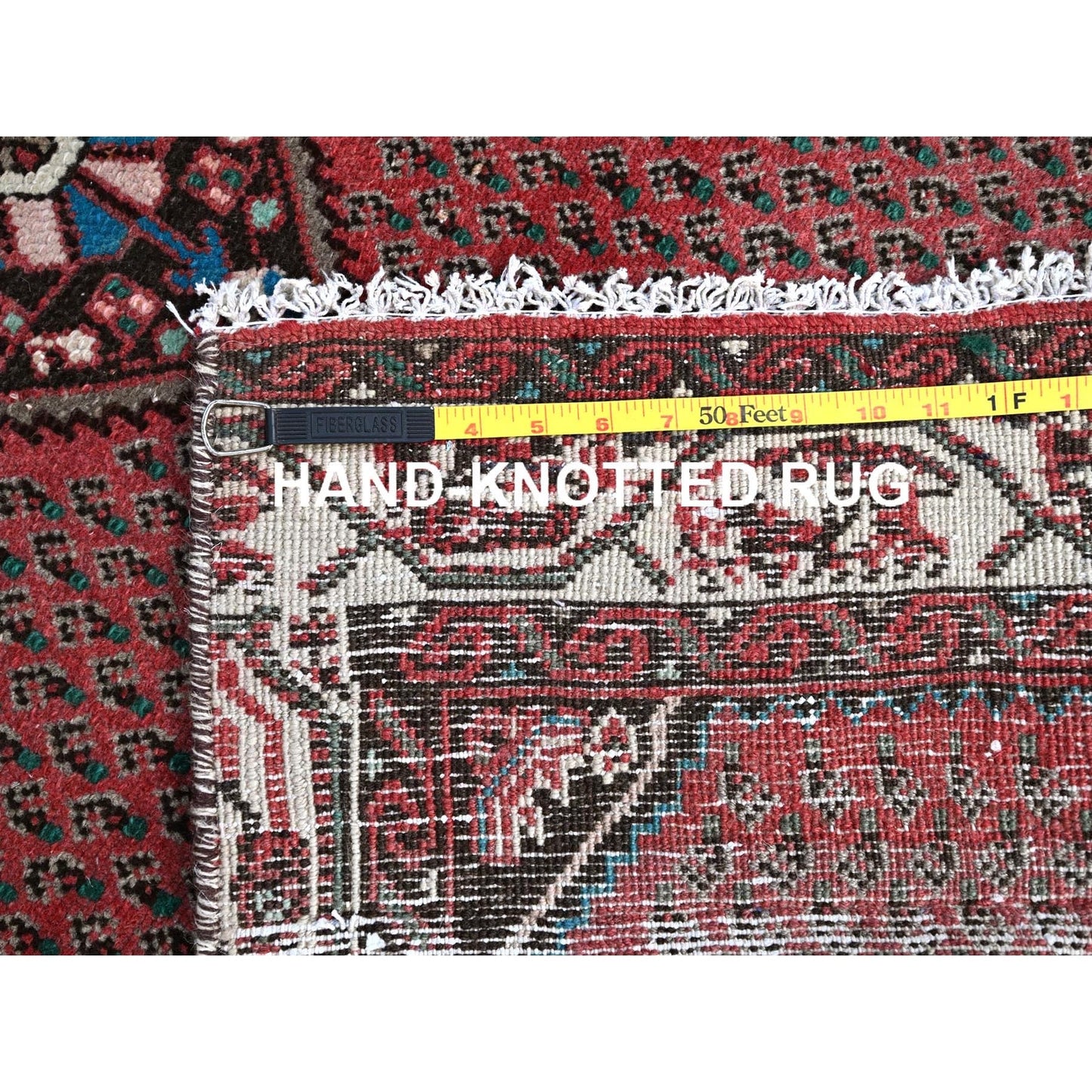 2'6"X12'9" Red Distressed Look With No Holes Vintage Runner Oriental Rug