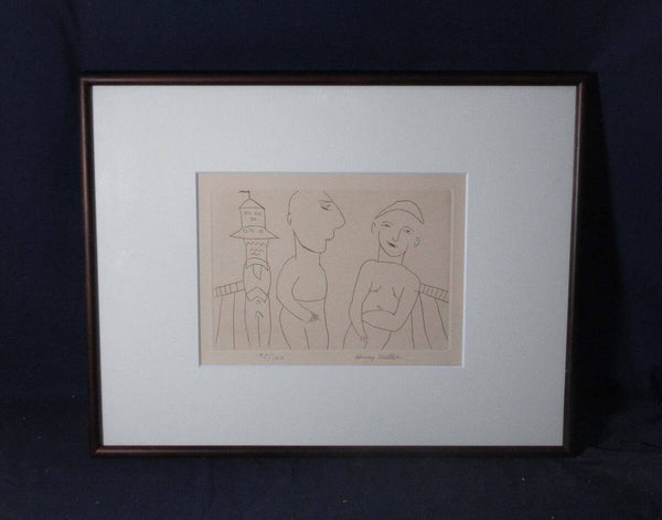 Henry Miller Etching Figure Signed ED 75/ 120 Framed Collectible Print