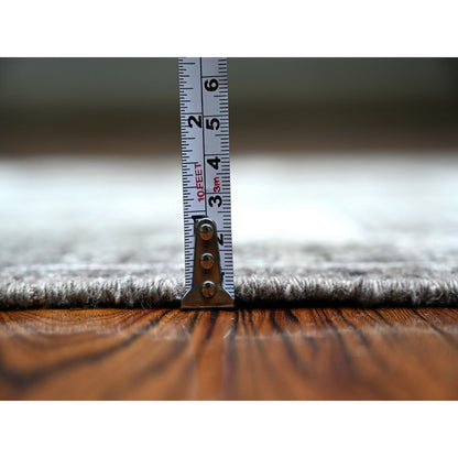 2'7"X11'7" Taupe Brown Hand Knotted Wool Fine Peshawar Runner Rug