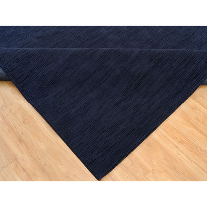 9'1"X12' Oxford Blue Wool And Plant Based Silk Loom Knotted Oriental Rug