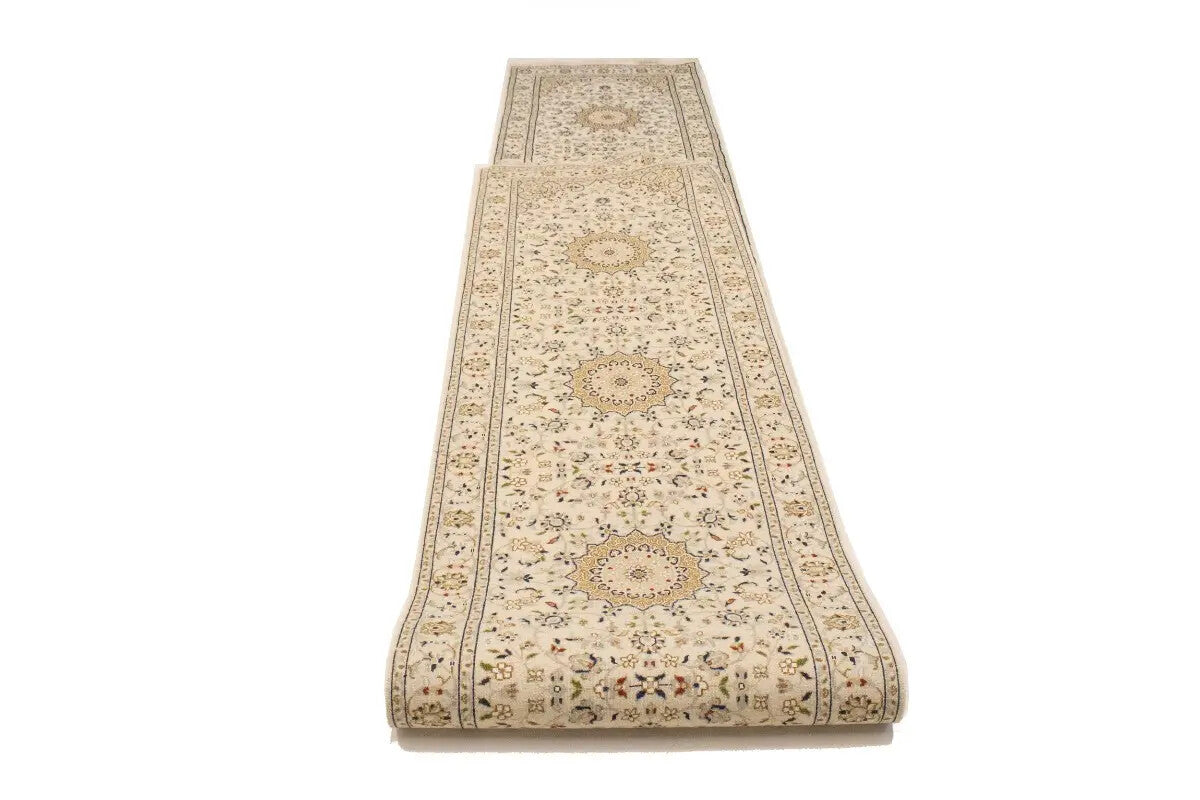 Extra Fine Floral Indo-Nain Runner Rug Oversized