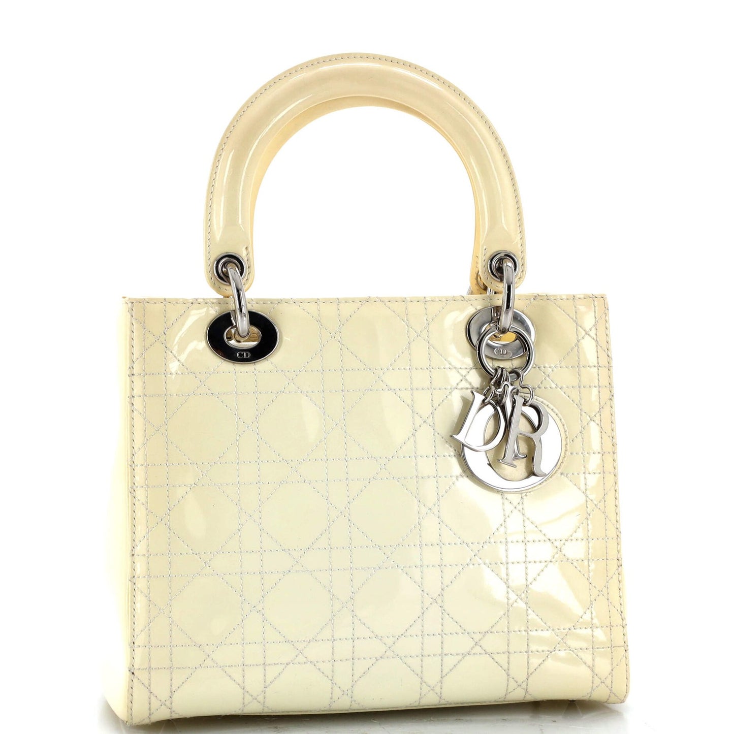Christian Dior Lady Dior Bag Cannage Quilt Patent Medium