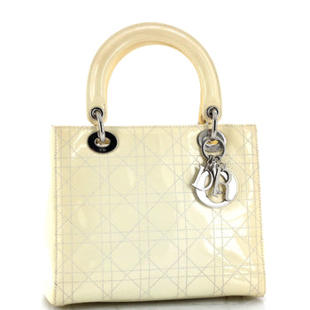 Christian Dior Lady Dior Bag Cannage Quilt Patent Medium