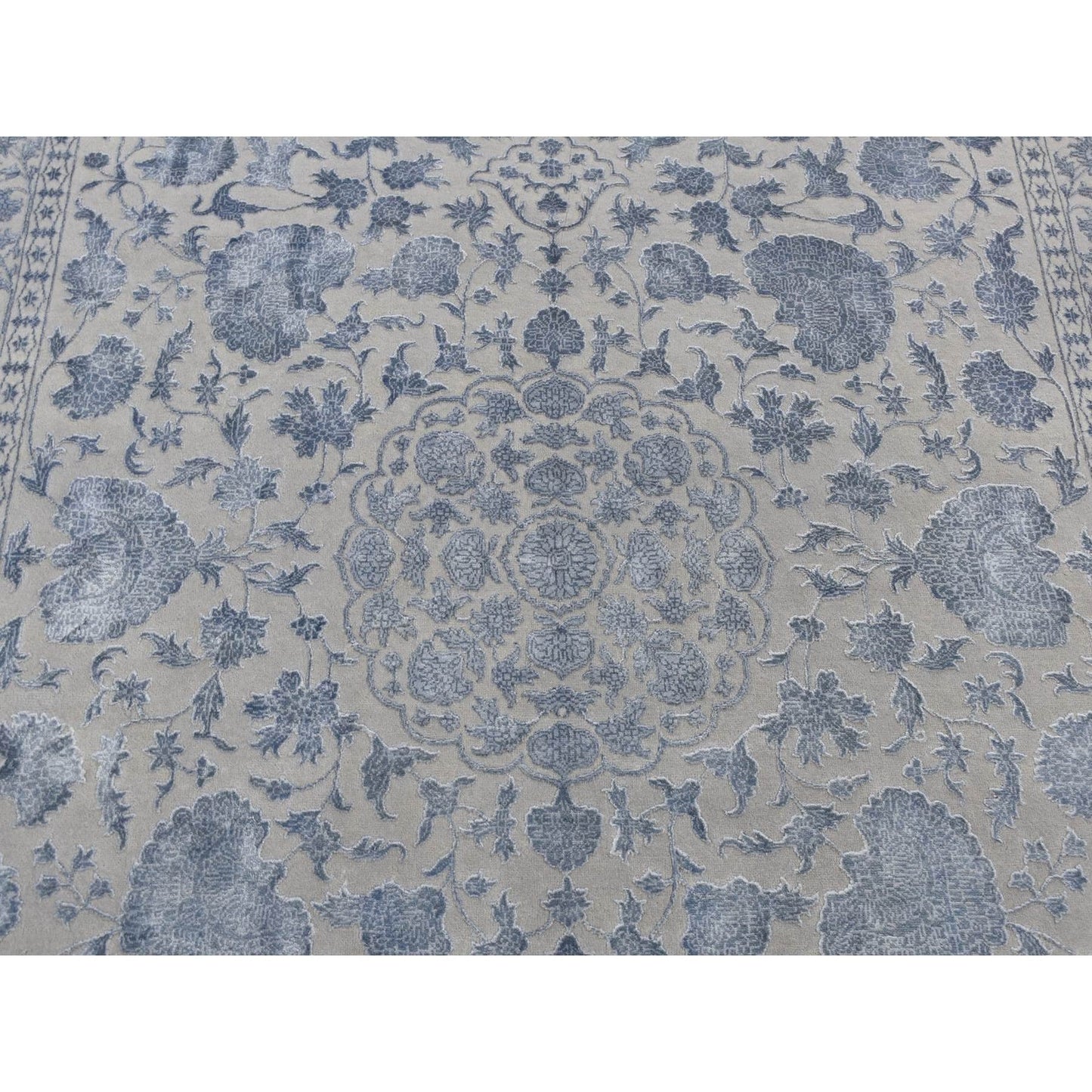 5'7"X7'10" Gray Kishoon Design 250 Kpsi Wool And Silk Hand Knotted Rug
