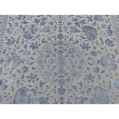 5'7"X7'10" Gray Kishoon Design 250 Kpsi Wool And Silk Hand Knotted Rug