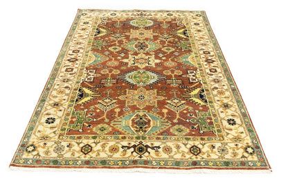 5X8 Ft Hand-Knotted Indo-Karajeh Tribal Geometric