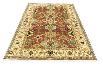 5X8 Ft Hand-Knotted Indo-Karajeh Tribal Geometric