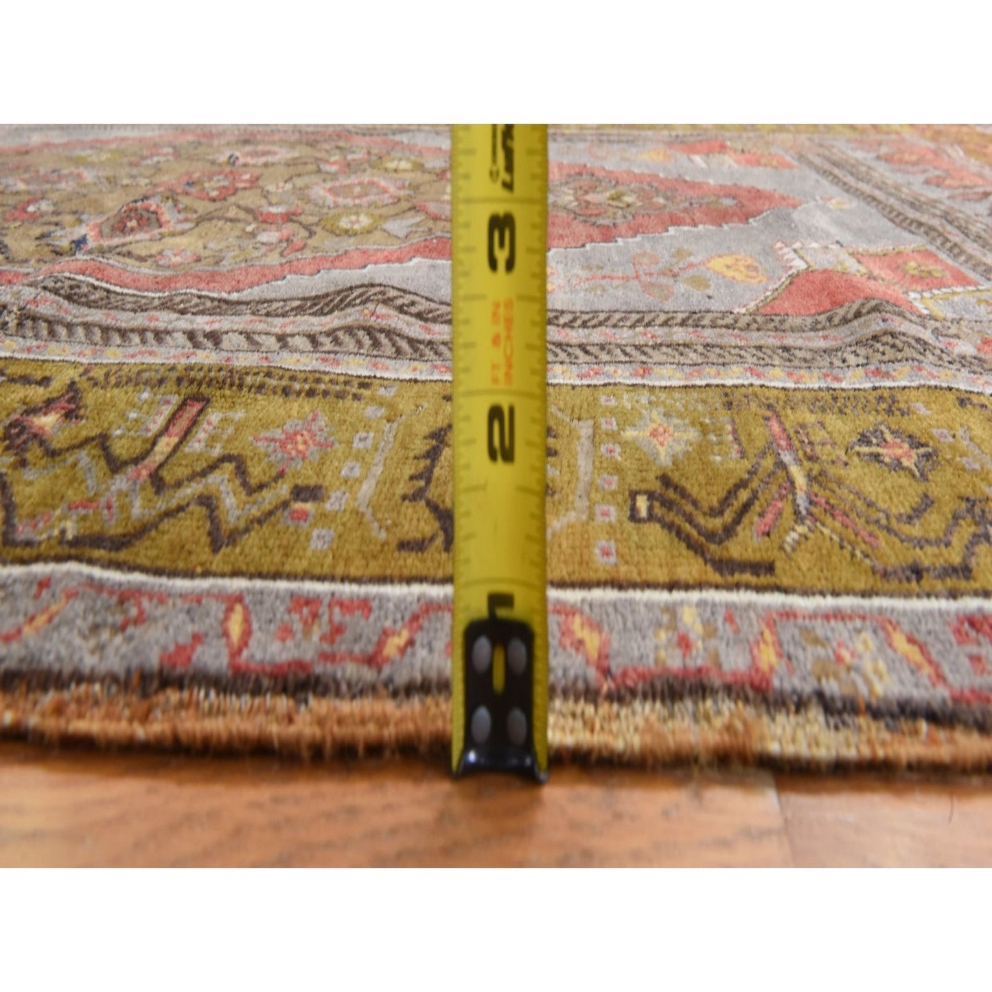 3'10"X6' Pewter Gray Vintage Turkish Keysari 100% Wool Hand Knotted Rug