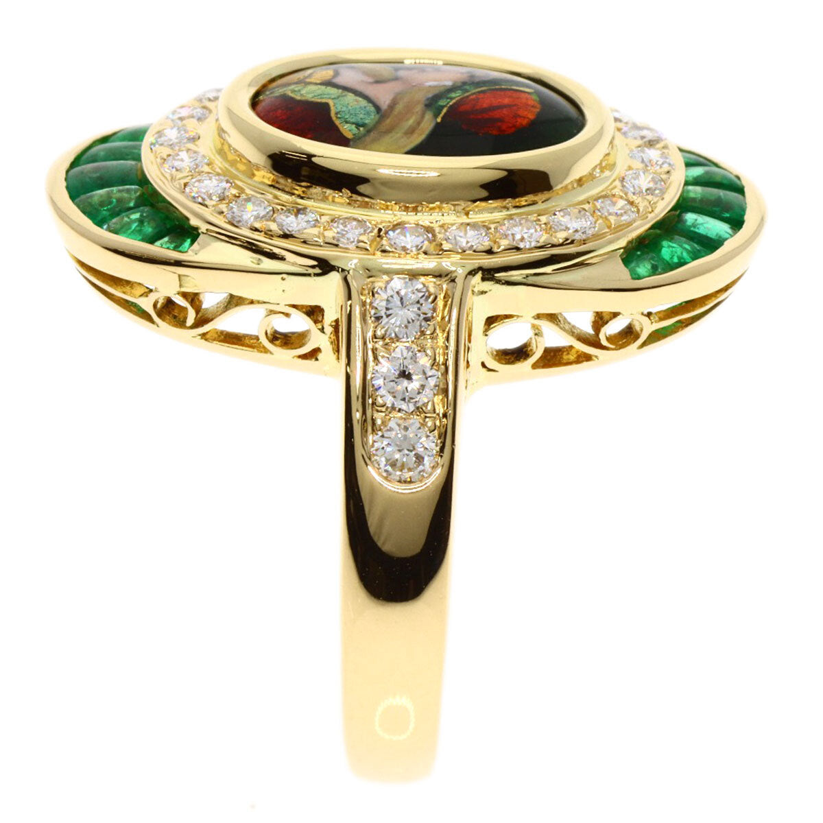 MITSUO KAJI   Ring Emerald Diamond K18 Yellow Gold