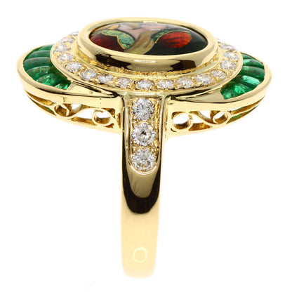MITSUO KAJI   Ring Emerald Diamond K18 Yellow Gold