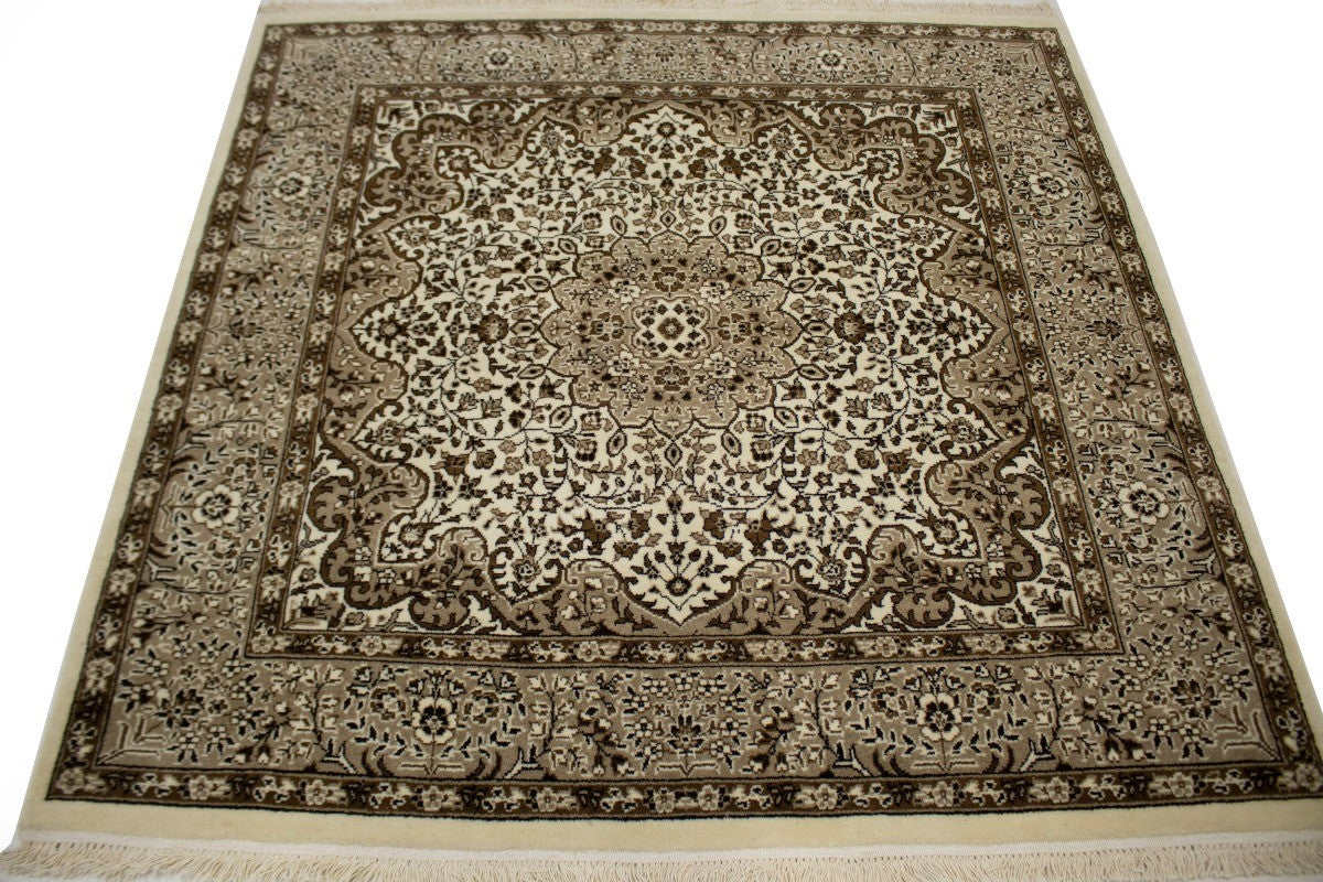 Fine Floral Hand-Knotted Kirman Square 5X5