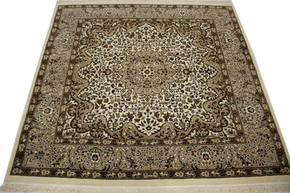 Fine Floral Hand-Knotted Kirman Square 5X5