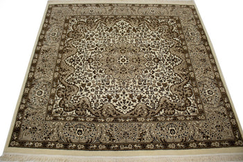 Fine Floral Hand-Knotted Kirman Square 5X5