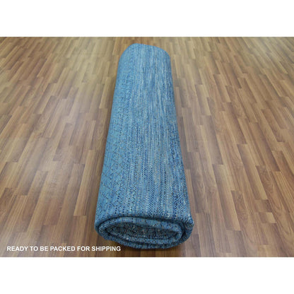 10'X14'3" Blue Modern Chiaroscuro Collection Pure Wool Hand Knotted Rug