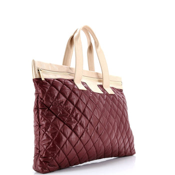 Chanel Coco Cocoon Flat Tote Quilted Nylon With Leather Large