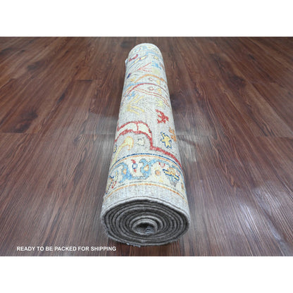 3'X10'10" Gray Bijar Garus Design Hand Knotted Wool Runner Oriental Rug