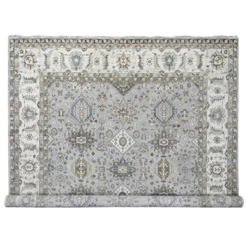 11'X11' Agreeable Gray Karjihooz 100% Wool Hand Knotted Squarish Rug