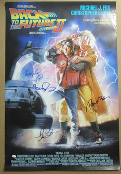 Back To The Future Ii Signed/Auto Michael J Fox Lloyd + 2 (4) 27X40 Poster Jsa