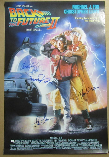 Back To The Future Ii Signed/Auto Michael J Fox Lloyd + 2 (4) 27X40 Poster Jsa