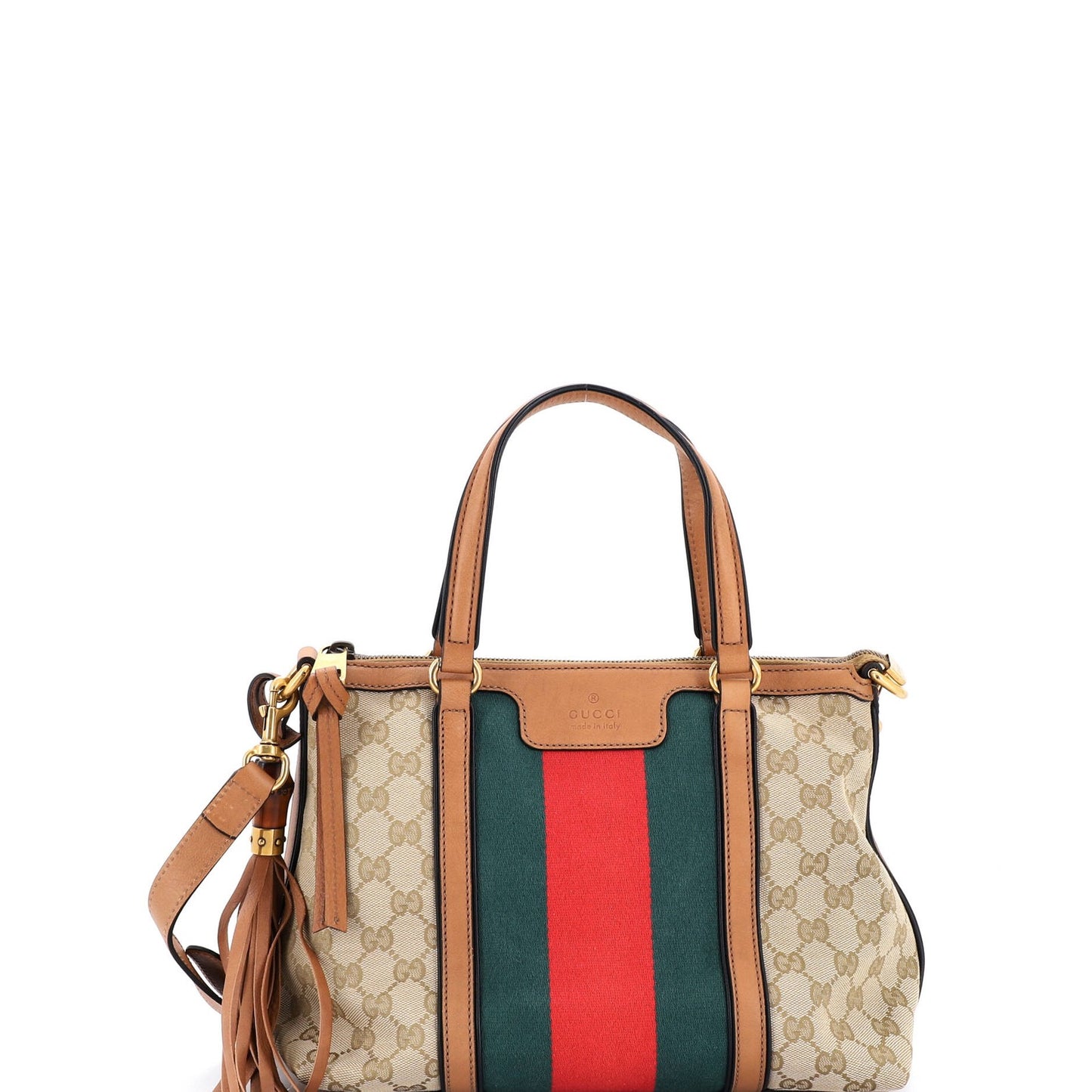 Gucci Rania Convertible Top Handle Bag Web Gg Canvas Small