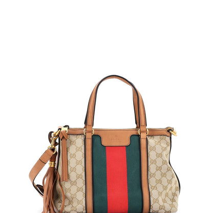 Gucci Rania Convertible Top Handle Bag Web Gg Canvas Small