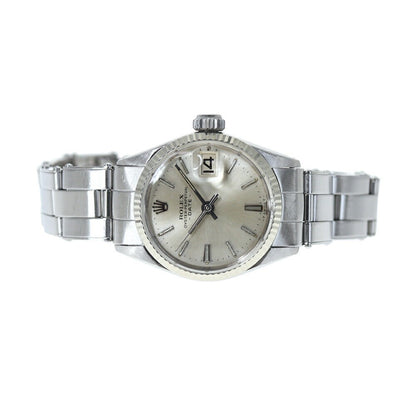 Rolex Oyster Date 6517 Silver Case Size 26.0Mm Ladies Used Watch #61423