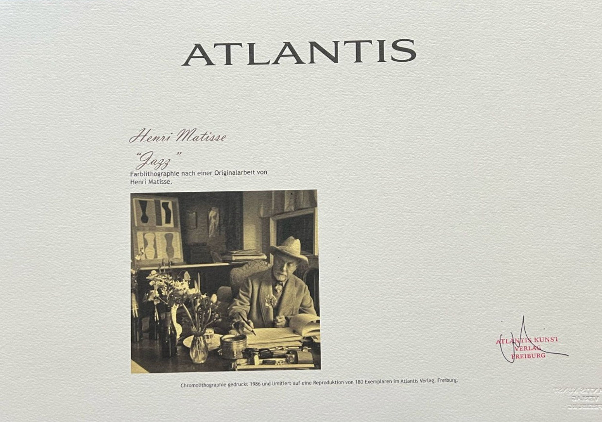 Henri Matisse Lithograph Coa Signed Op Numbered In Pencil In 180 Ex