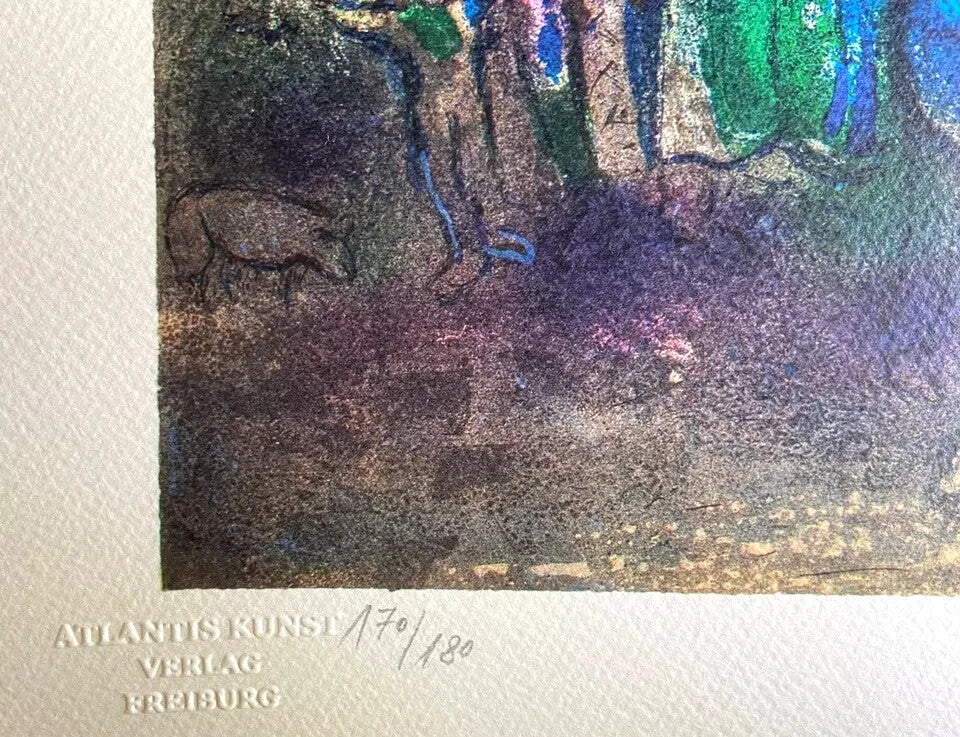 Marc-Chagall Lithograph Hand-Made Coa Hand-Signed Op