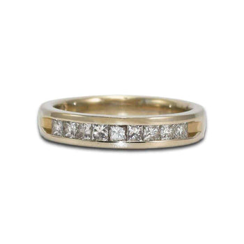 14K White Gold Ladies Princess Cut Diamond Band