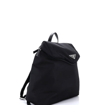 Leather Prada Zipped Triangle Flap Backpack Re-Nylon and