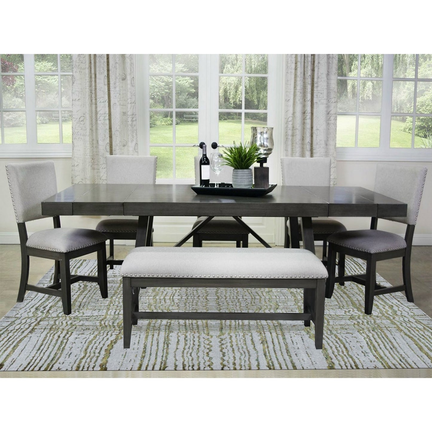 9'2"X11'8" Gray Jacquard Hand Loomed Modern Wool/Silk Hand Knotted Rug