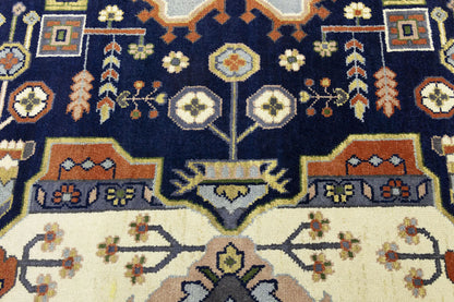 9X12 ft Navy Tribal Heriz Serapi Wool Oriental