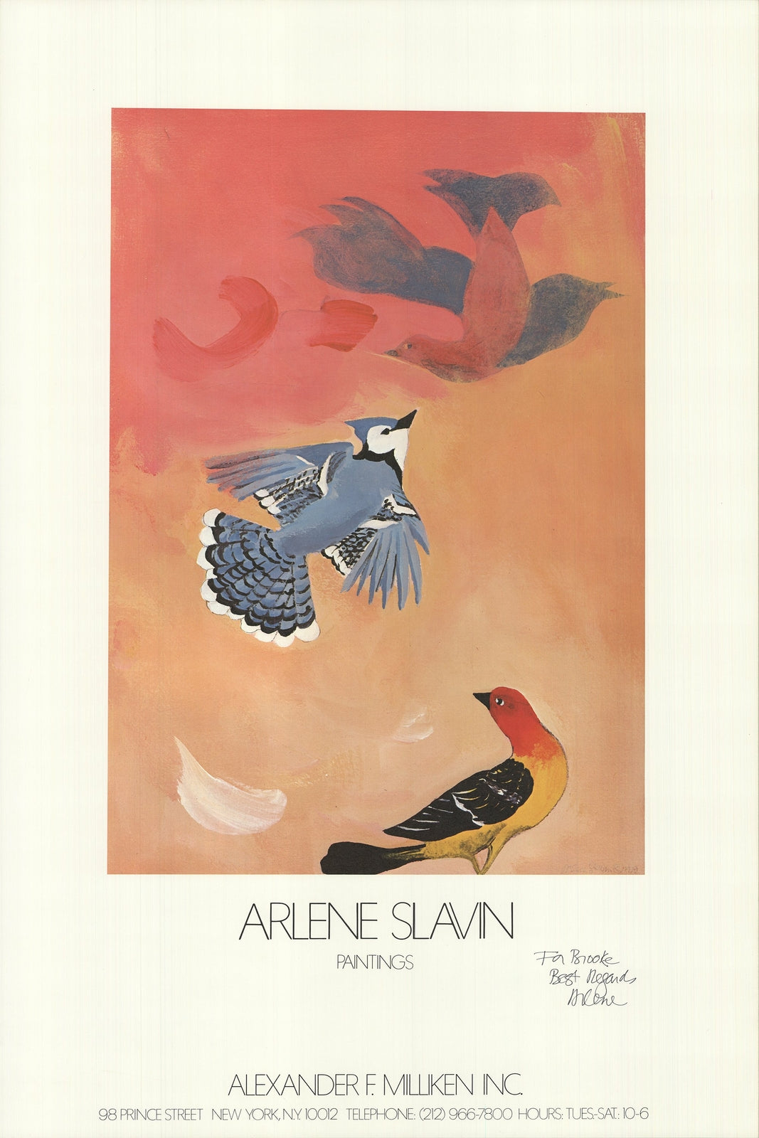 Arlene Slavin Paintings Signed " Offset Lithograph Contemporary Red O