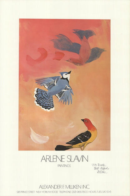 Arlene Slavin Paintings Signed " Offset Lithograph Contemporary Red O