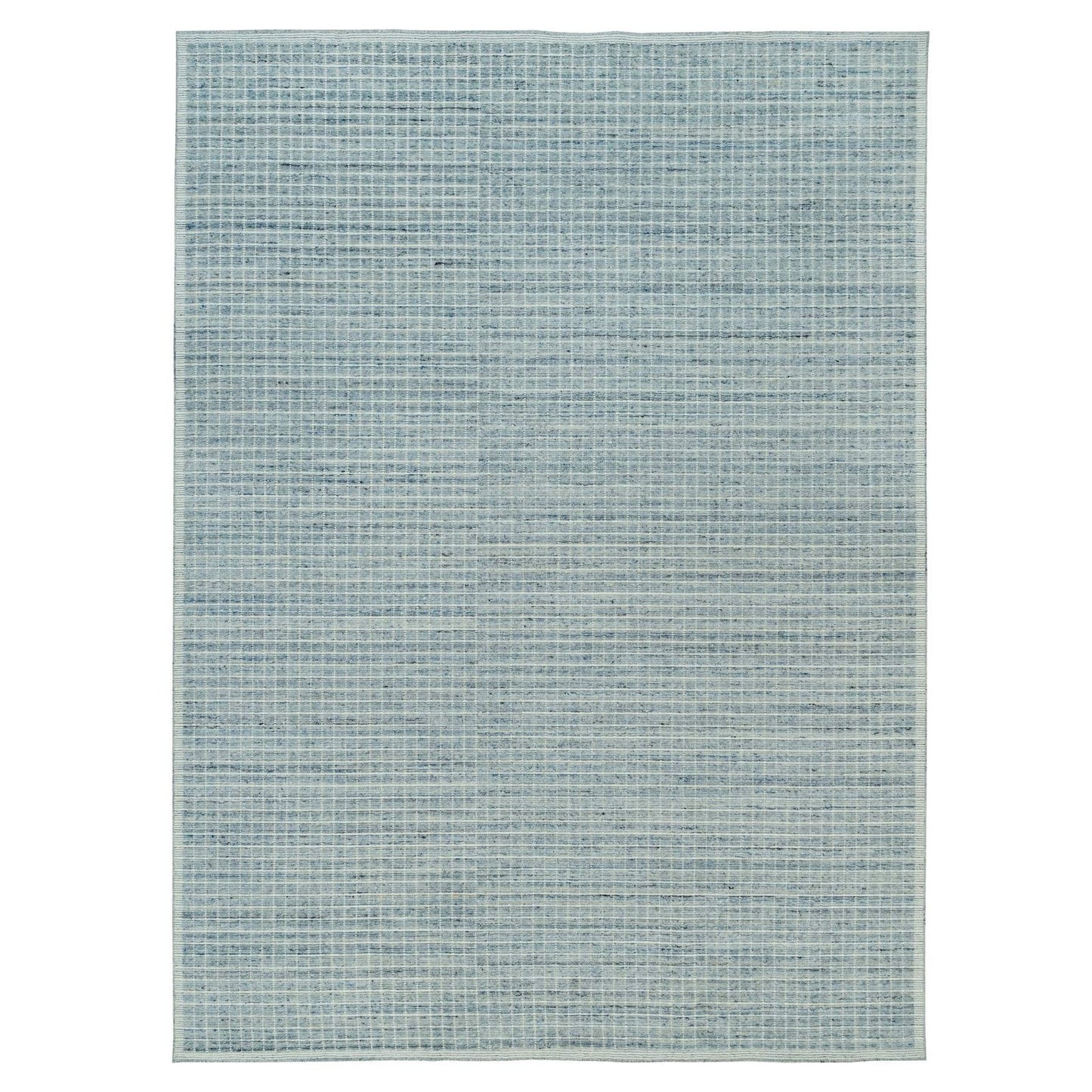 10'X13'9" Mercury Blue Loomed Knotted Wool Modern Box Design Oriental Rug