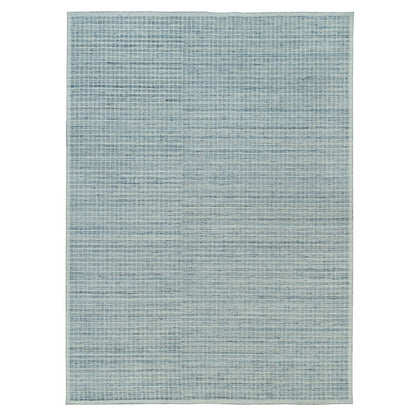 10'X13'9" Mercury Blue Loomed Knotted Wool Modern Box Design Oriental Rug