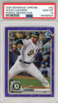 (PSA) Jesus Luzardo 2020 Bowman Chrome Purple Refractor Rookie Card #62
