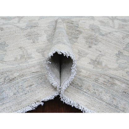 10'X13'8" Cotton White Washed Out Peshawar 100% Wool Hand Knotted Rug