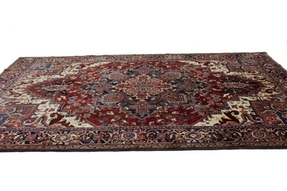 8X11 ft One of a Kind Vintage Geometric Wool Rug
