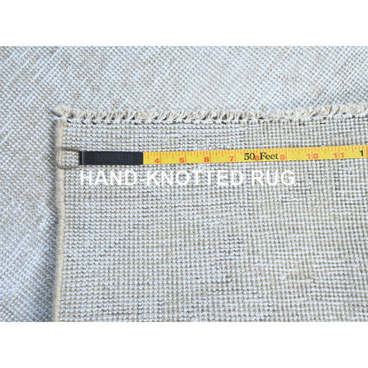 2'1"x5'10" Papyrus White Hand Knotted Wool White Wash Old Tebraz Runner Rug